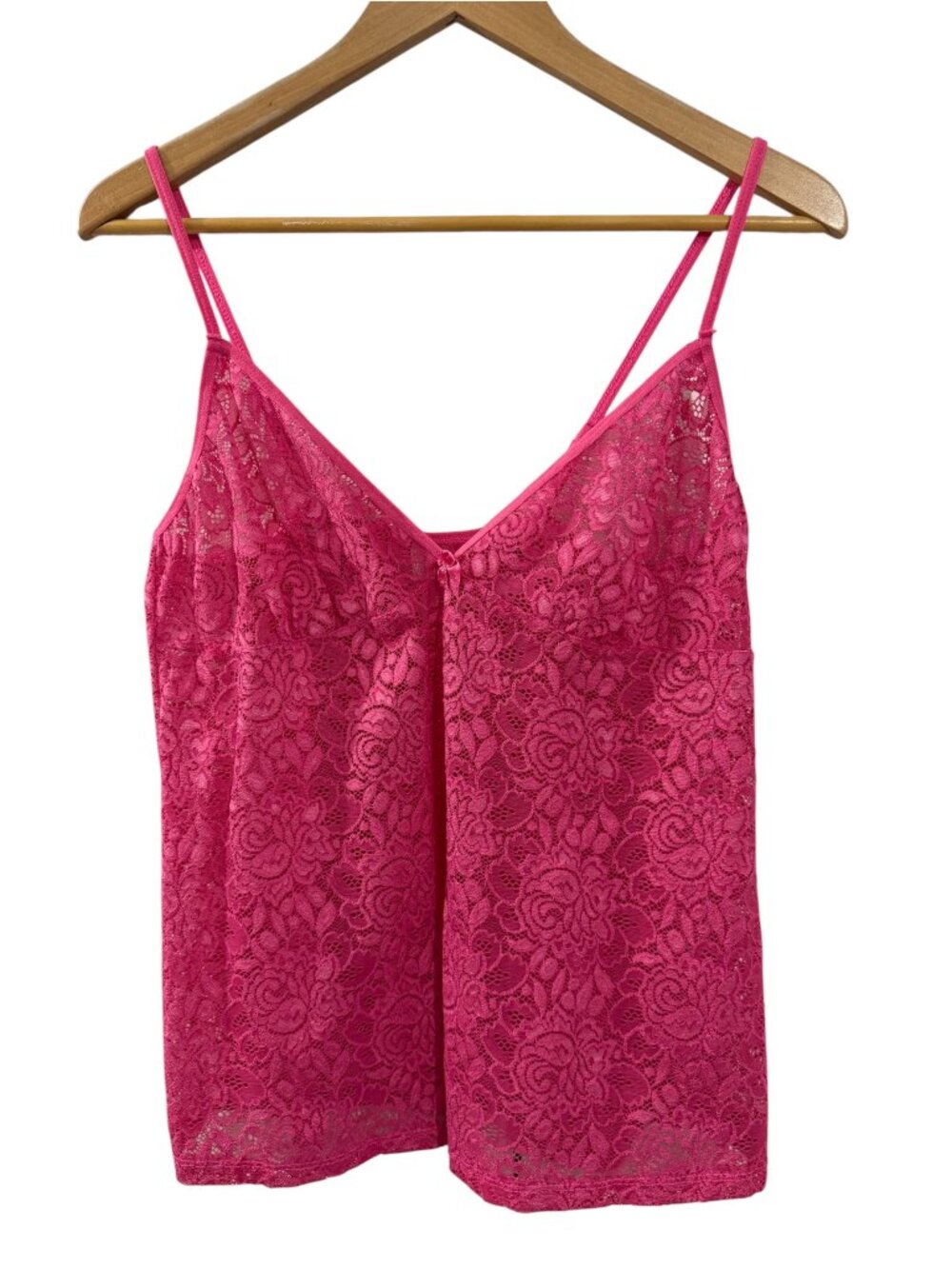 Jolie Hot Pink Floral Stretch Lace Camisole 1X 1XL V Neck